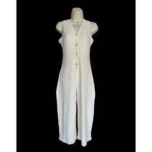 Vintage Oscar Hackman Knitwear Jumpsuit Size Medium Peru Cream Wide Leg Textured
